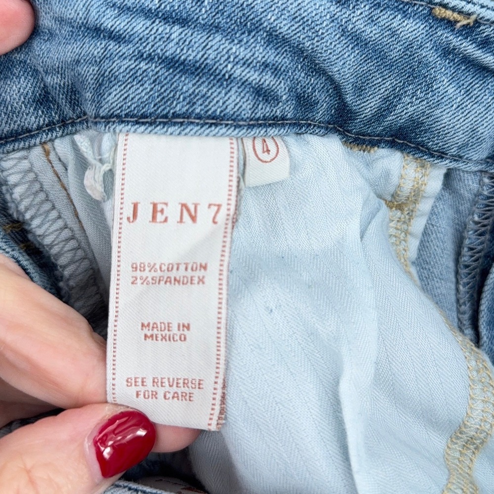 JEN 7 Women's Jeans Ankle Skinny Light Wash Embroidered Floral Size 4 - Picture 4 of 7